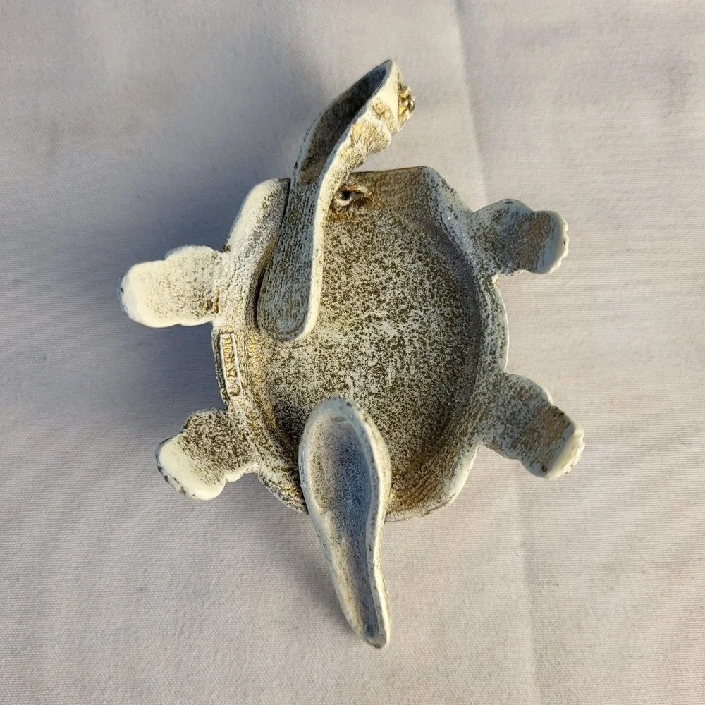 Florenza Articulated Turtle Red Velvet Pin Cushion Vintage White Enamel Metal